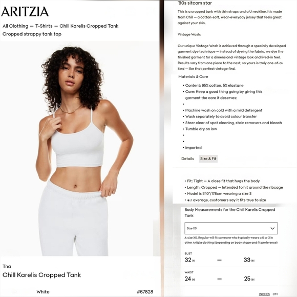 🇨🇦 Aritzia TNA Chill Karelis White Cropped Cami Top - Picture 15 of 16
